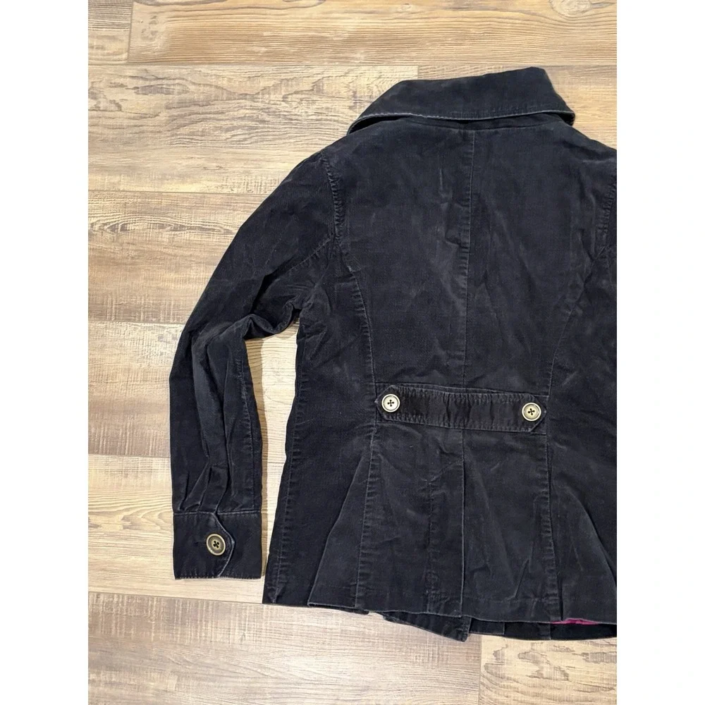 Mossimo Supply vintage Lg Y2K Black corduroy Pea jacket coat Pink Lining Buttons